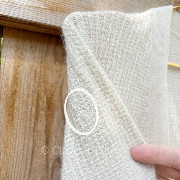 Theory Torina‎ Cashmere Cardigan Cream Beige Size Small Waffle Knit Sweater - Picture 9 of 14